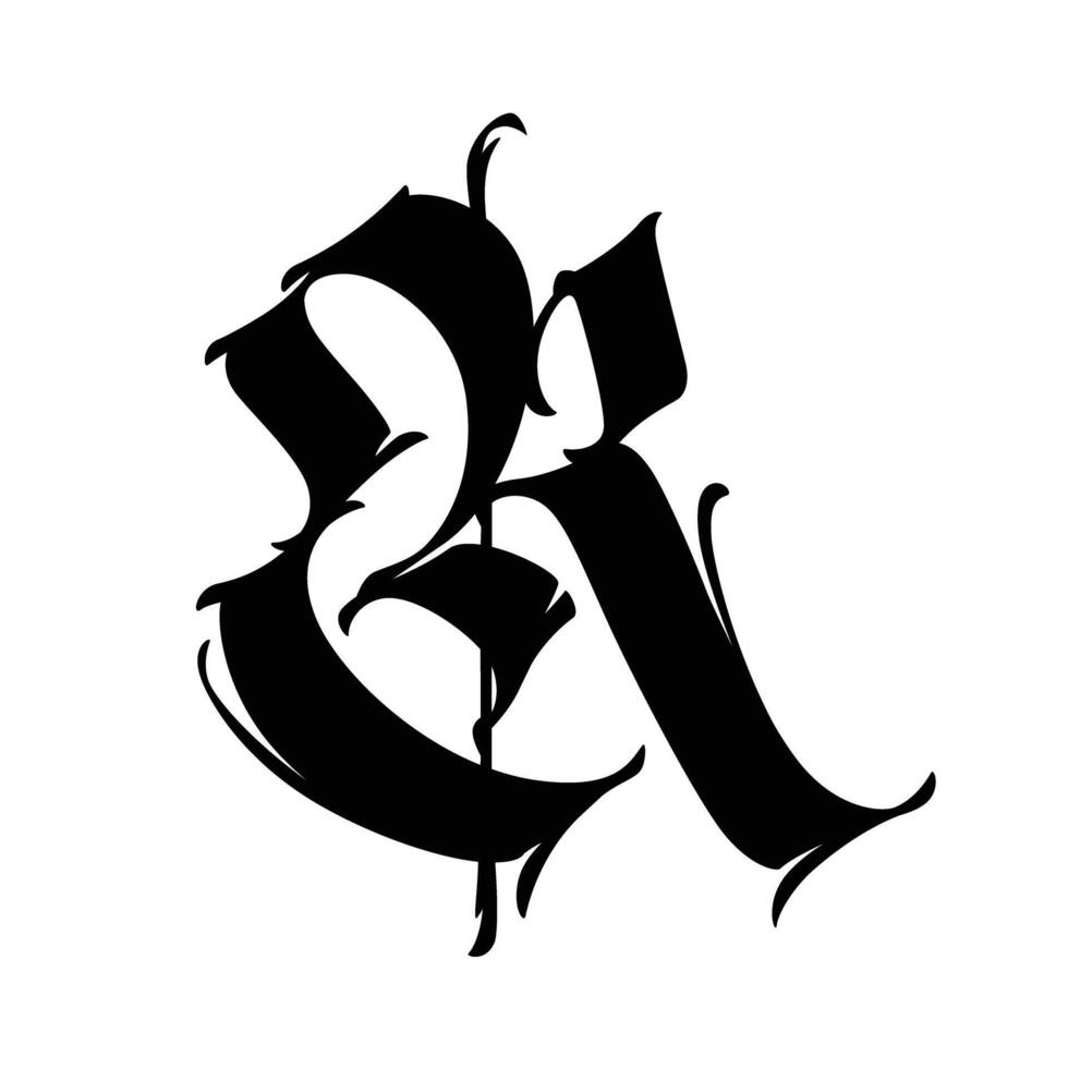 lettre dans le gothique style. . alphabet. calligraphie et caractères. médiéval Latin lettre. logo pour le entreprise. monogramme. élégant Police de caractère pour tatouage. vecteur