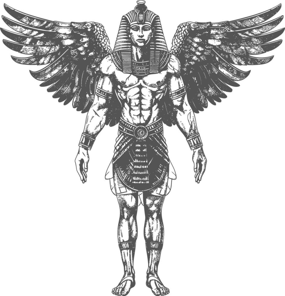 pharaon Masculin le Egypte mythique créature image en utilisant vieux gravure style vecteur