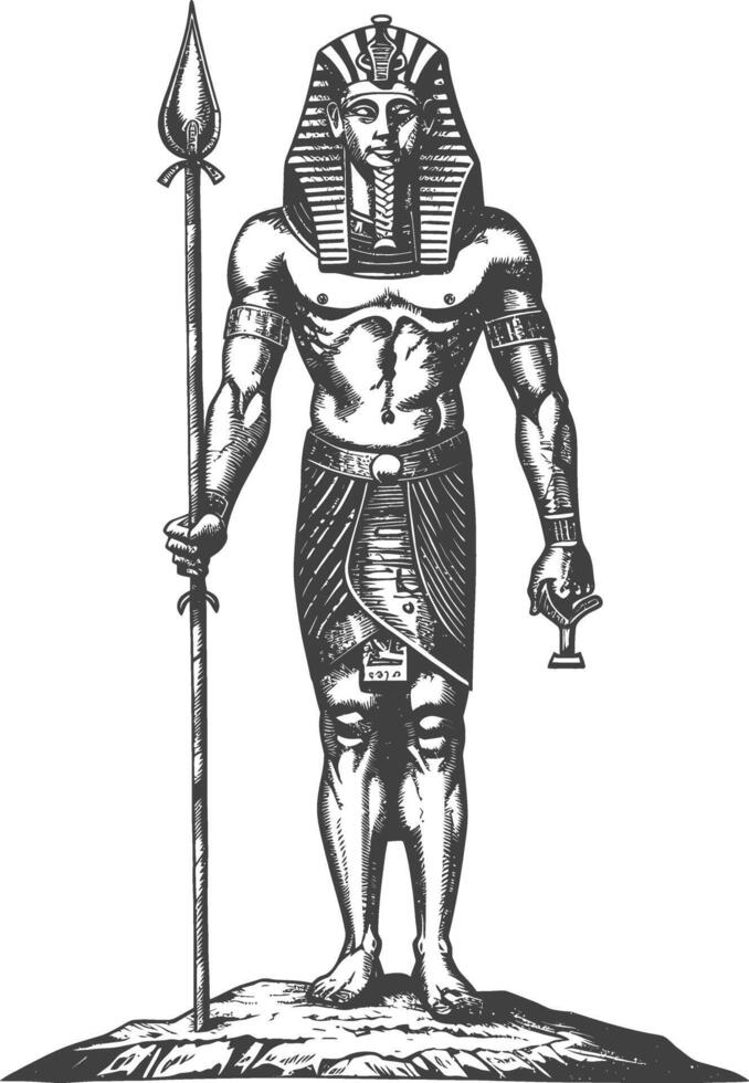 pharaon Masculin le Egypte mythique créature image en utilisant vieux gravure style vecteur