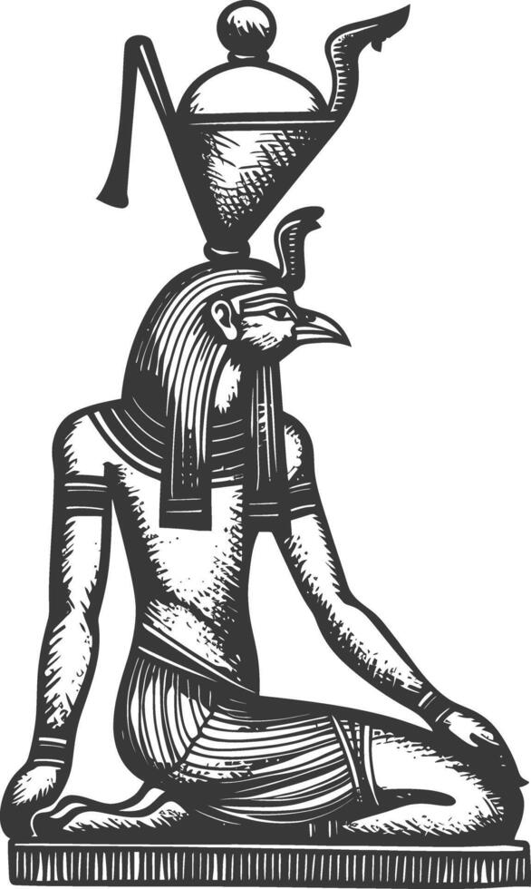 Célibataire ancien Egypte hiéroglyphe un symbole image en utilisant vieux gravure style vecteur