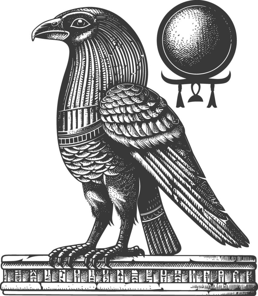 ancien Egypte égyptien hiéroglyphe symbole images en utilisant vieux gravure style corps noir Couleur seulement vecteur