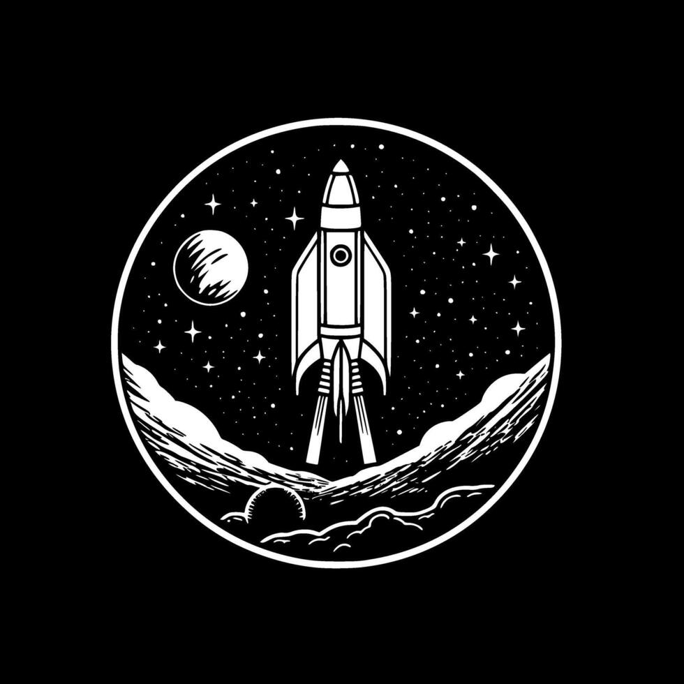 espace - noir et blanc isolé icône - illustration vecteur