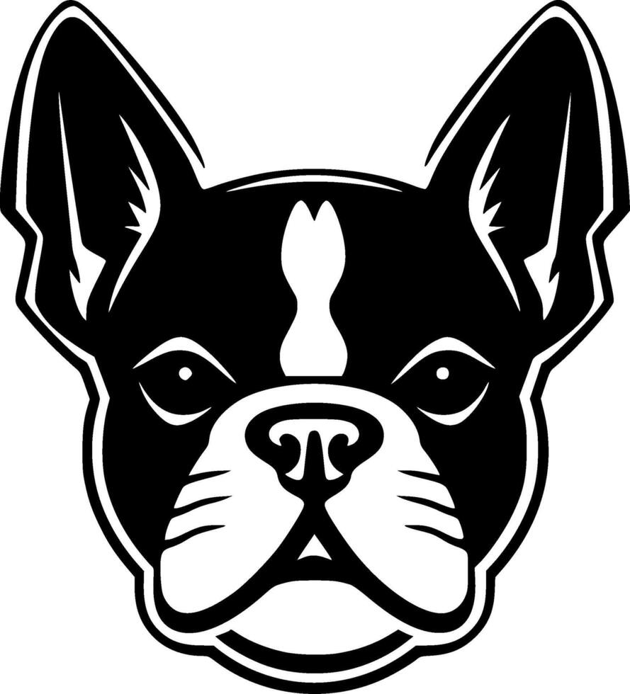 Boston terrier - noir et blanc isolé icône - illustration vecteur