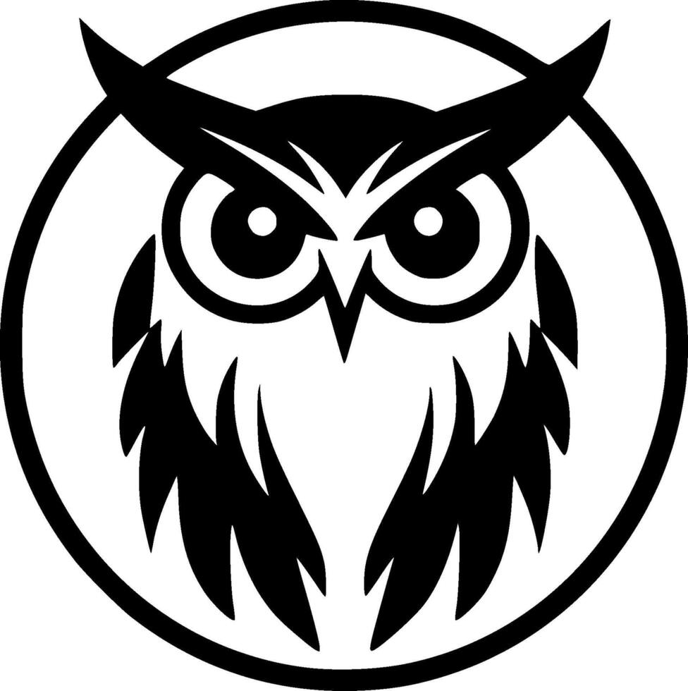 hibou bébé, noir et blanc illustration vecteur