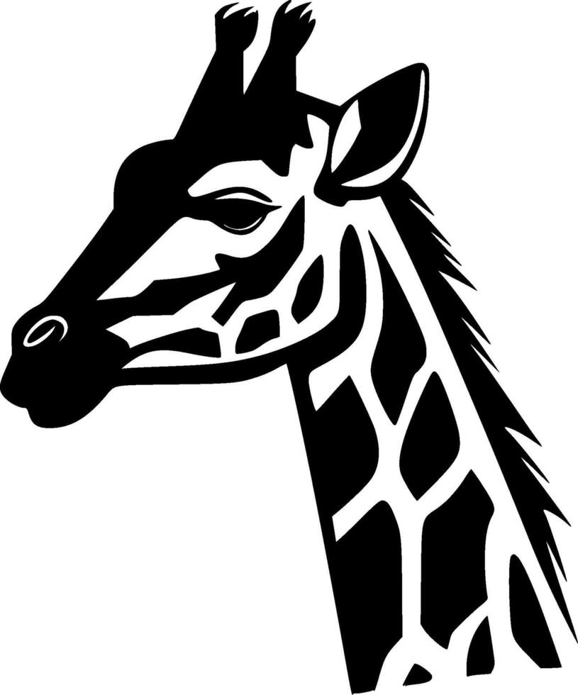 girafe - noir et blanc isolé icône - illustration vecteur