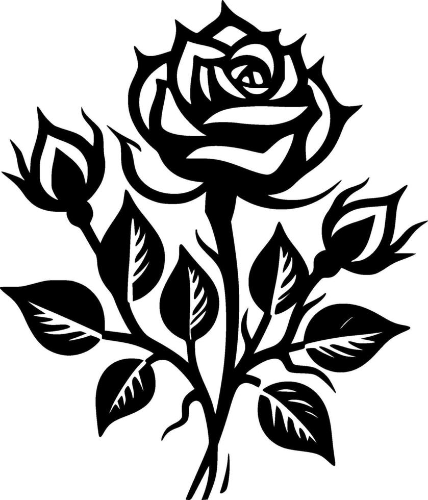 des roses - noir et blanc isolé icône - illustration vecteur