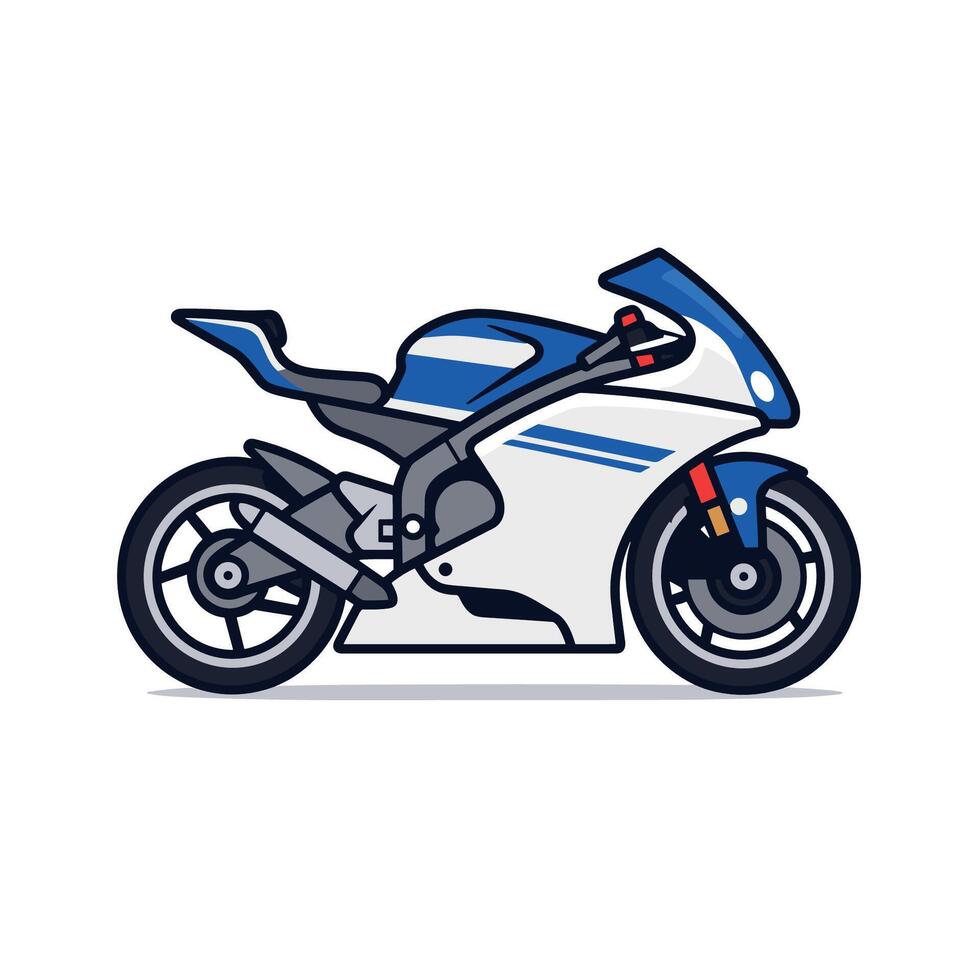 plat dessin animé illustration de moto isolé sur blanc Contexte vecteur