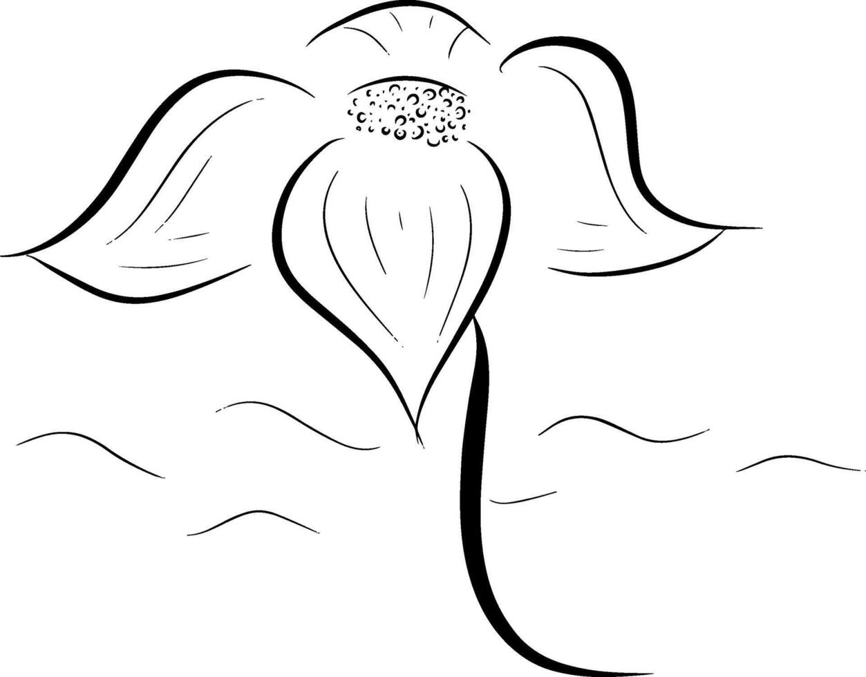 main dessin ligne de lotus fleur conception graphique illustration vecteur