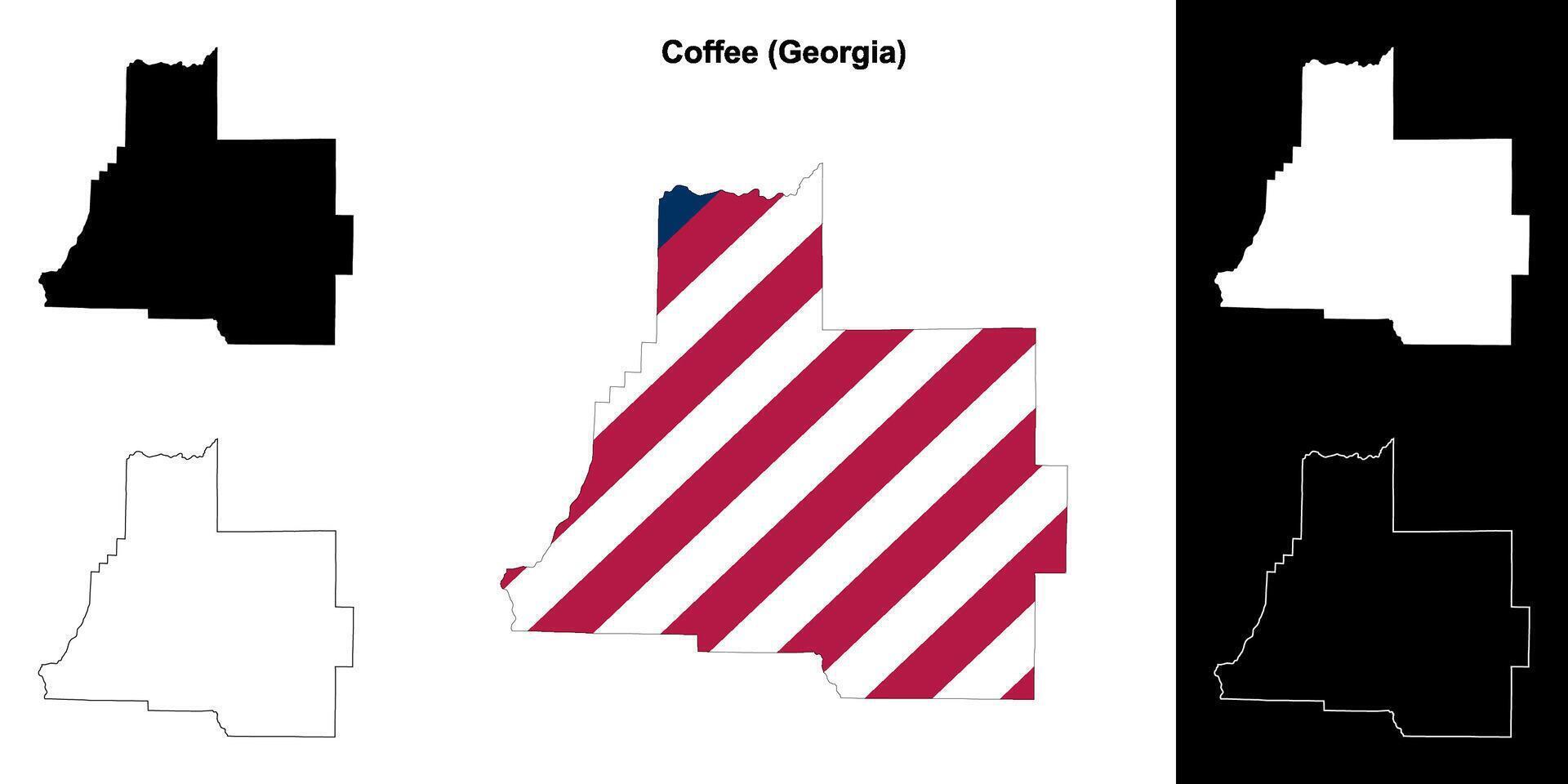 café comté, Géorgie contour carte ensemble vecteur