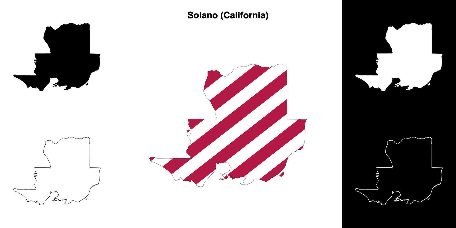 Solano comté, Californie contour carte ensemble vecteur