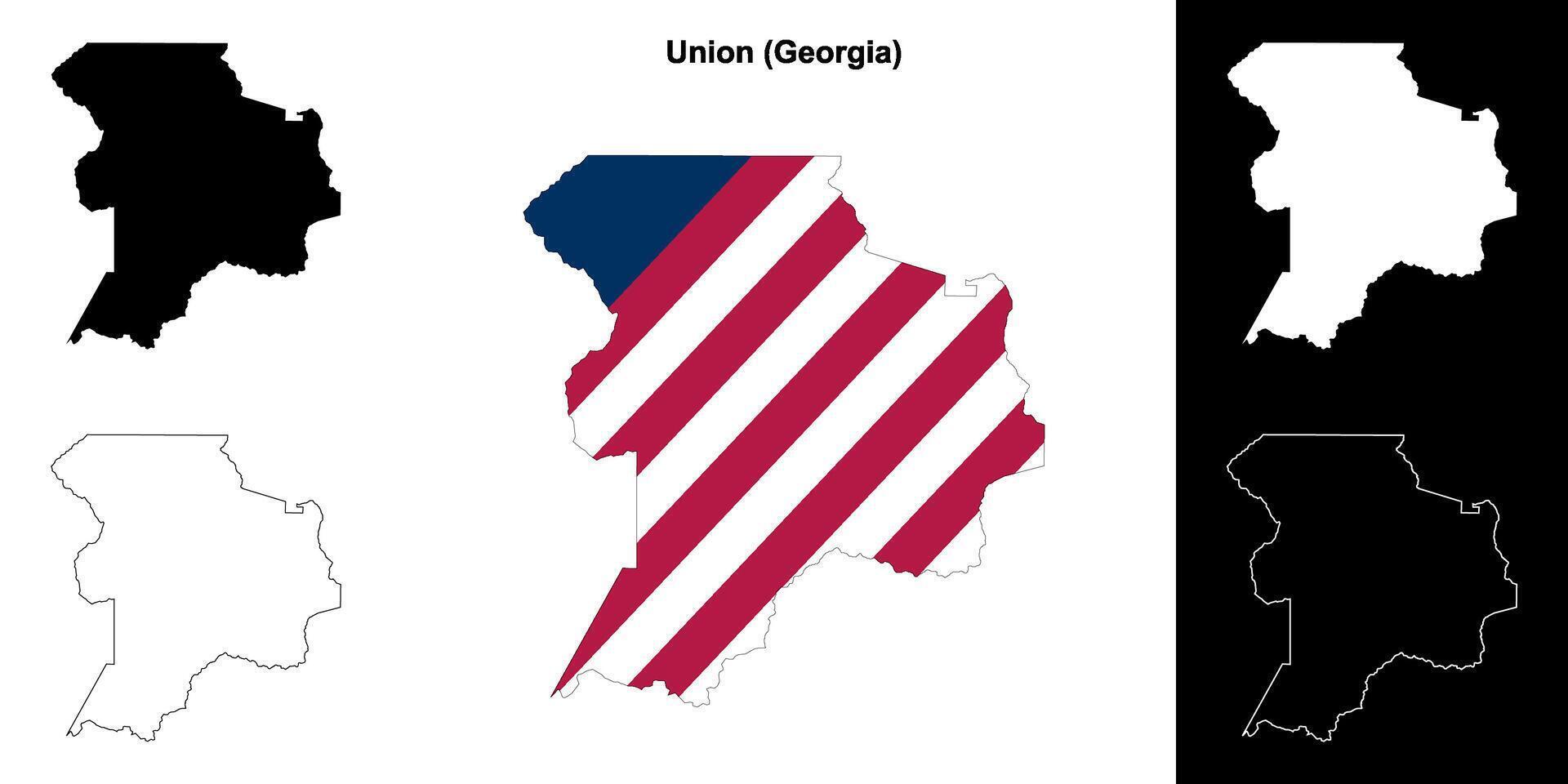 syndicat comté, Géorgie contour carte ensemble vecteur