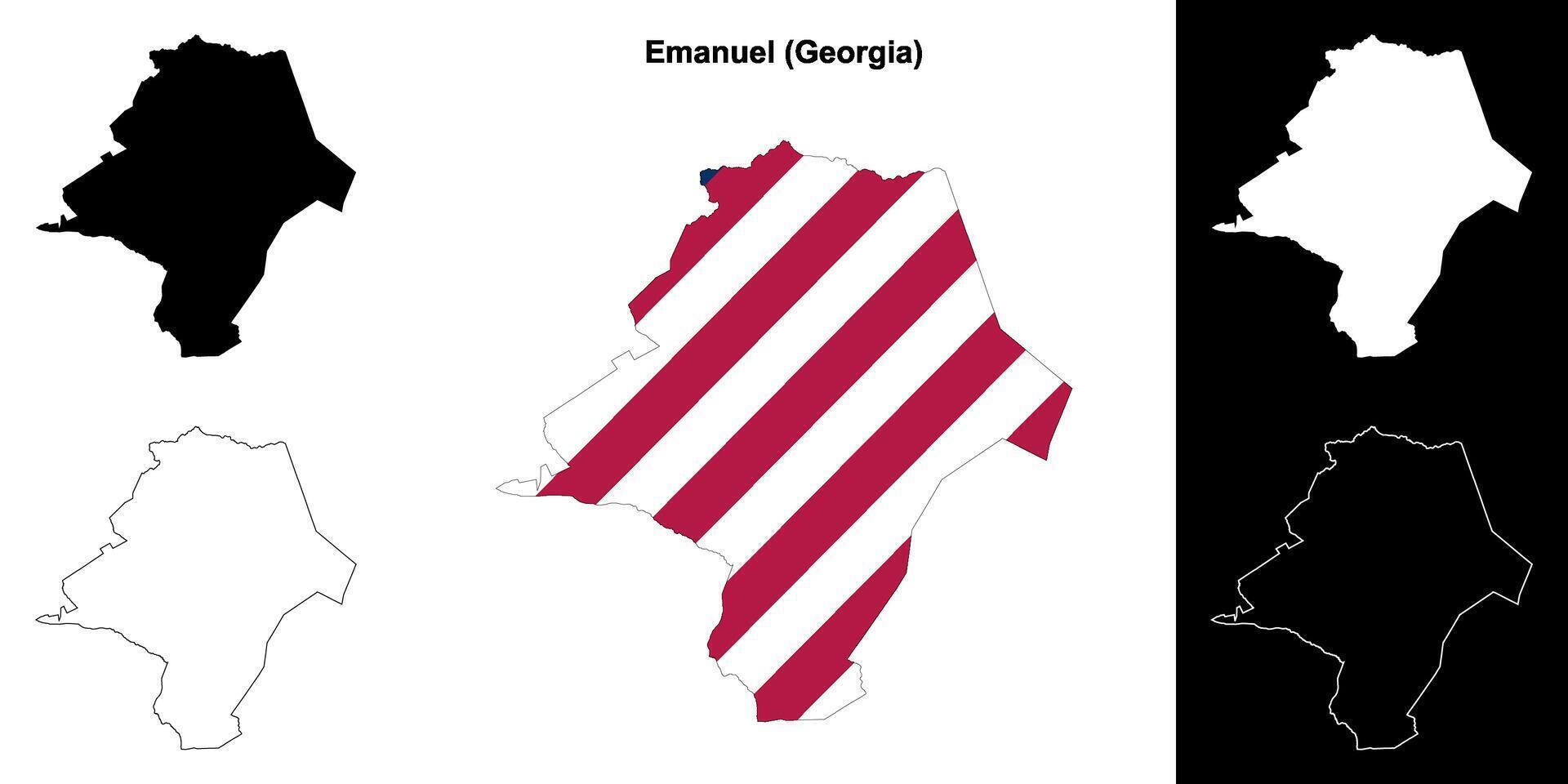 emanuel comté, Géorgie contour carte ensemble vecteur