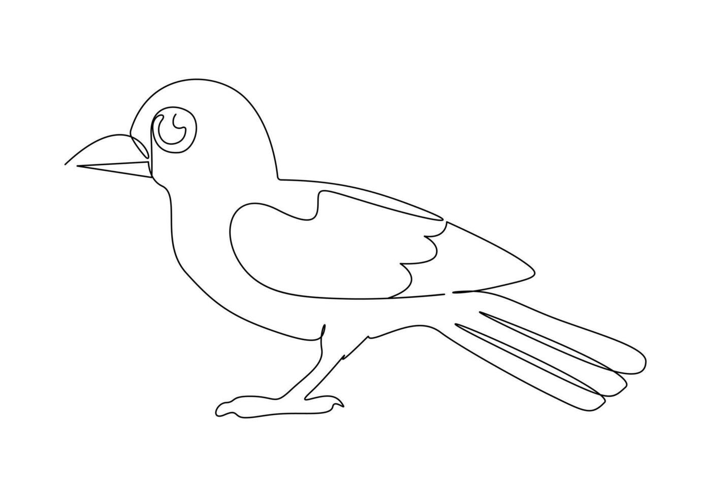 oiseau Célibataire ligne dessin numérique illustration vecteur
