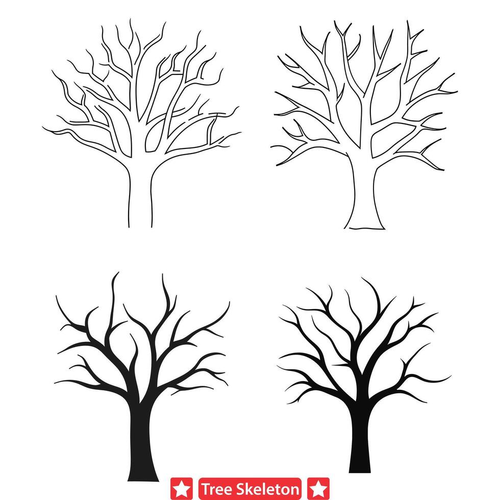 énigmatique arbre squelettes éthéré silhouettes pour designers vecteur