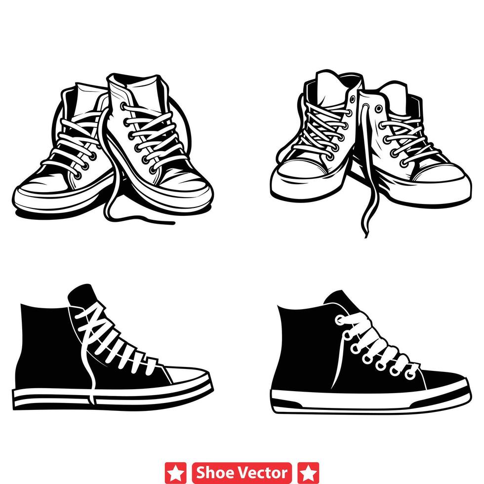 Créatif chaussure silhouette pack pour mode conception projets vecteur