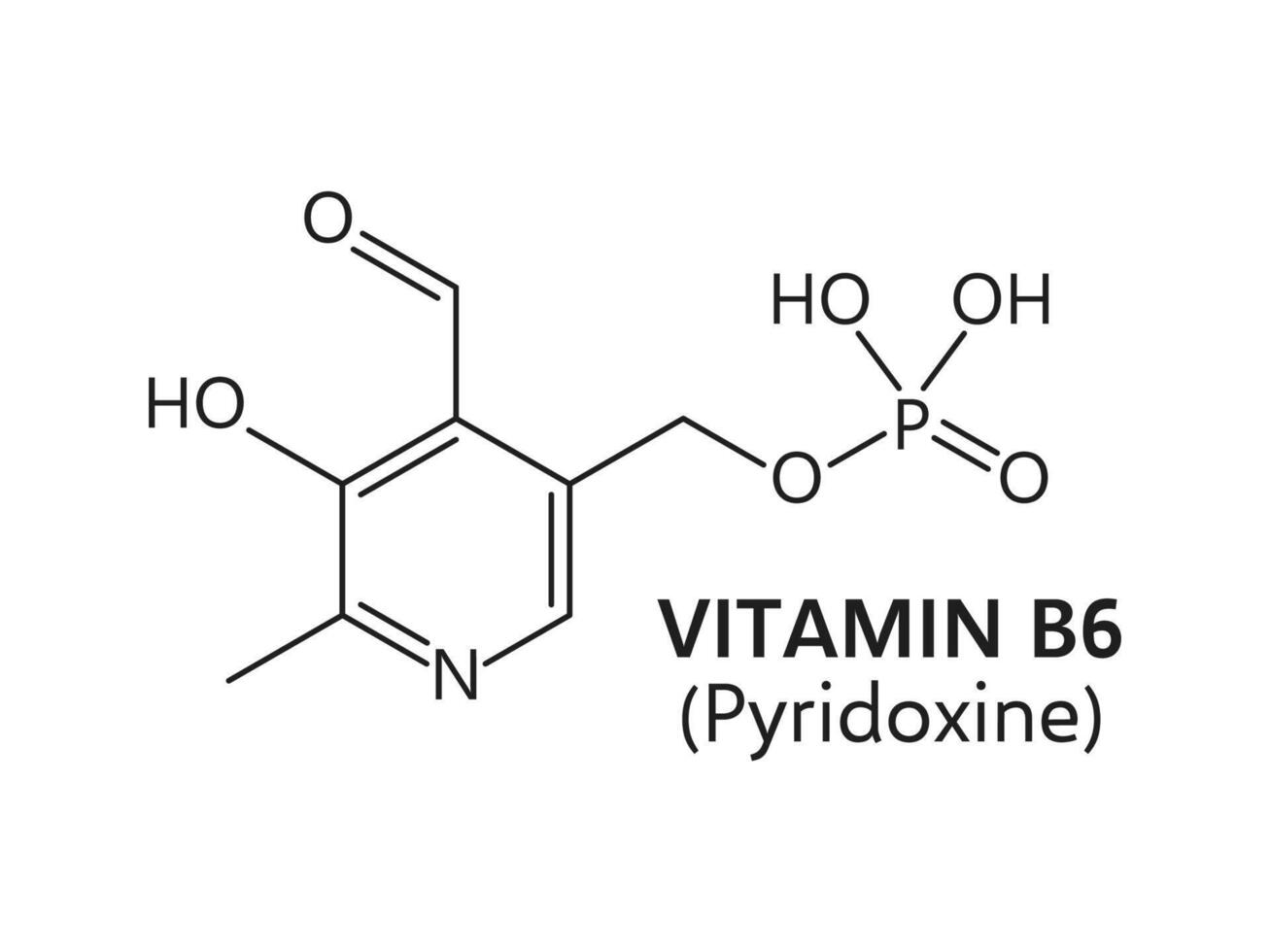 vitamine b6 formule. mince ligne chimique structure vecteur