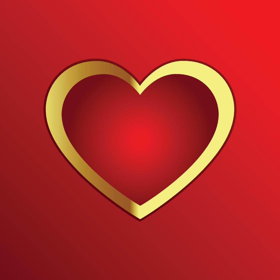 carte de saint valentin avec coeur doré vecteur