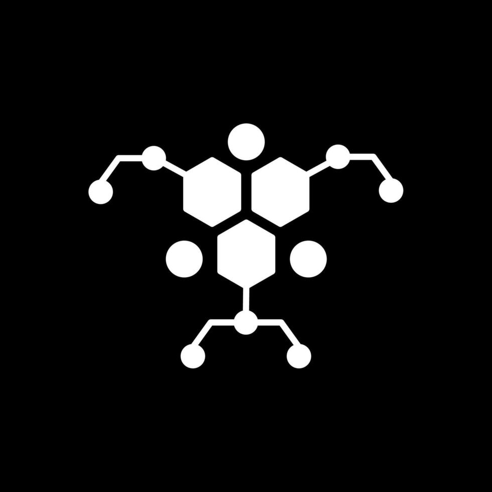 icône inversée de glyphe de molécule vecteur