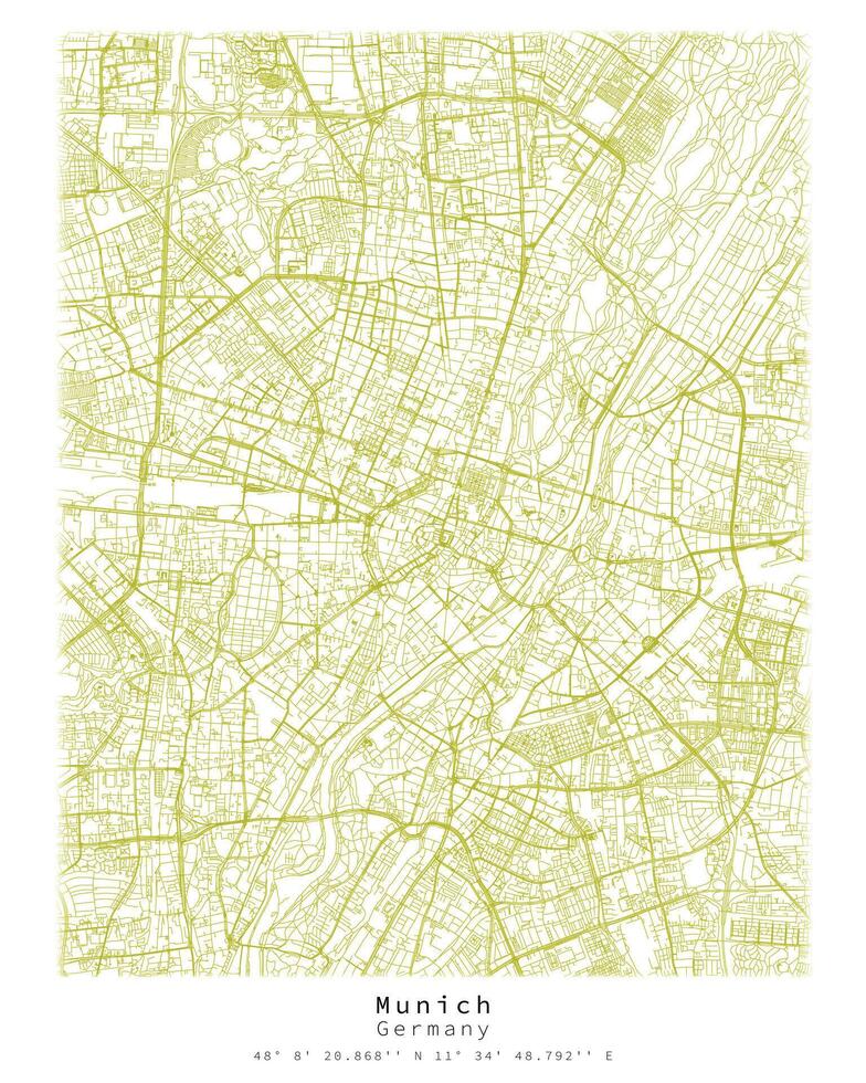 Munich, Allemagne, ville centre Urbain détail des rues routes carte , élément modèle image vecteur