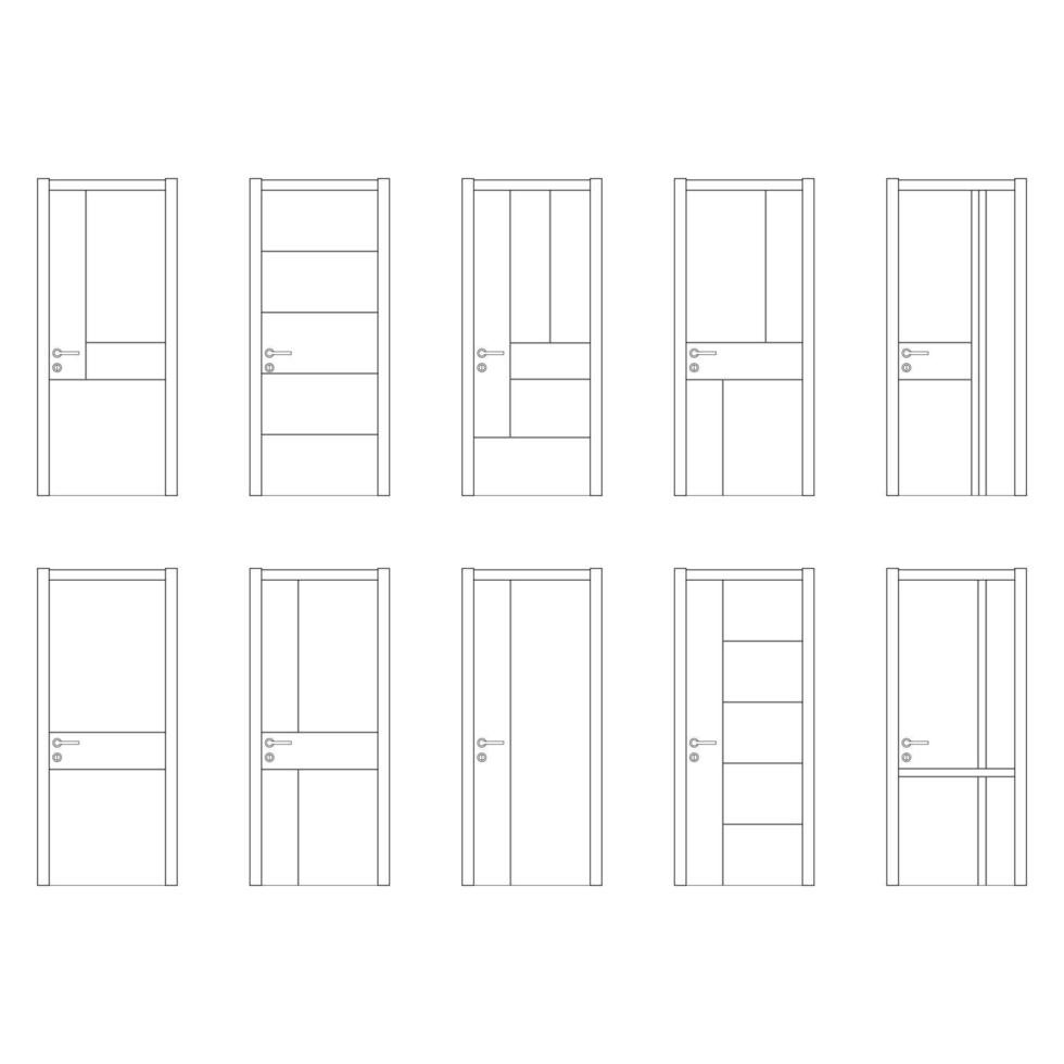 minimaliste des portes ensemble graphique noir blanc isolé esquisser illustration , eps dix. vecteur