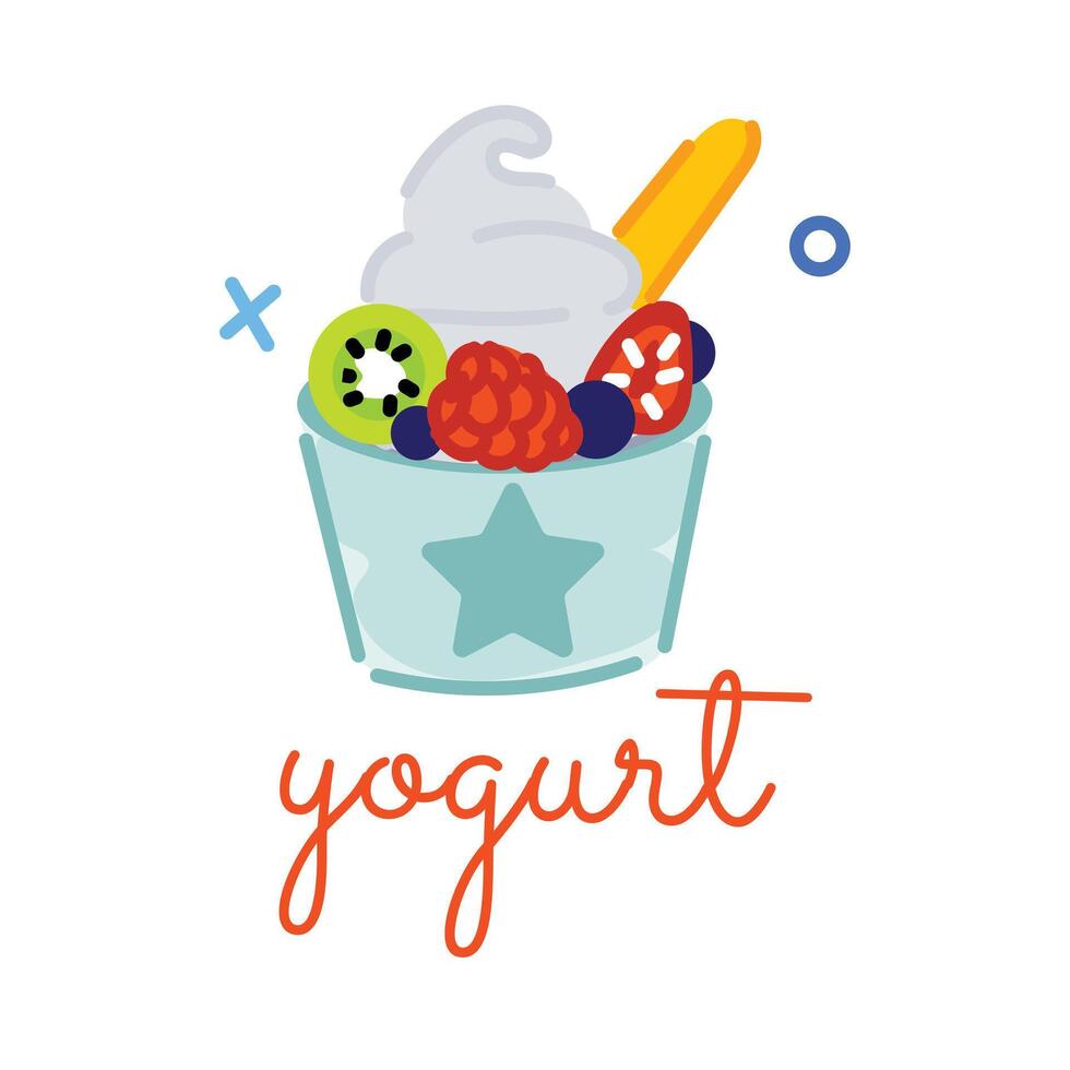yaourt aux fruits tendance vecteur