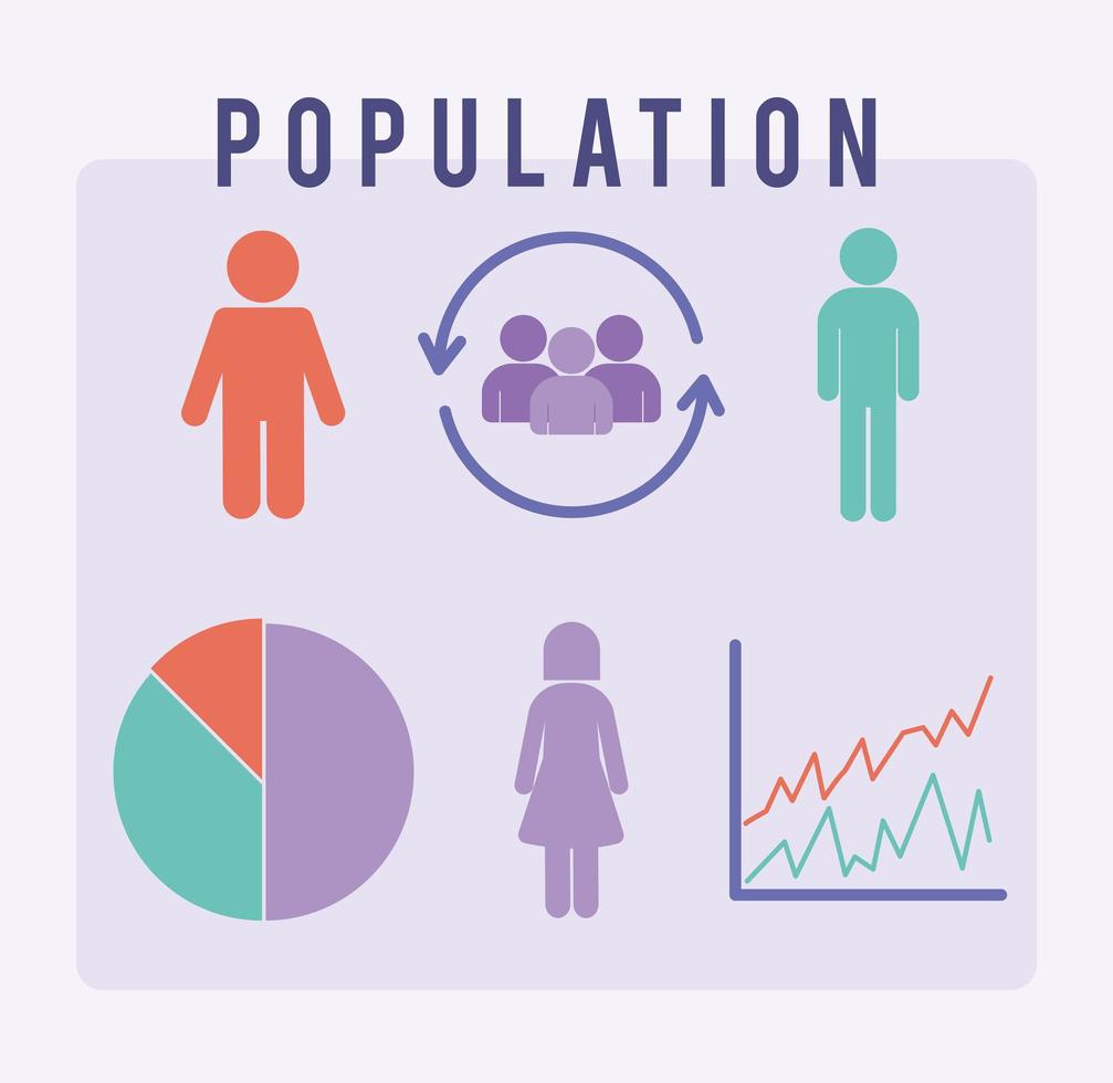 six icônes de population vecteur