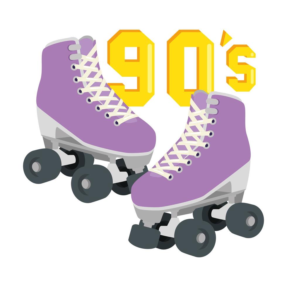 patins à roulettes icône isolé rétro des années 90 vecteur