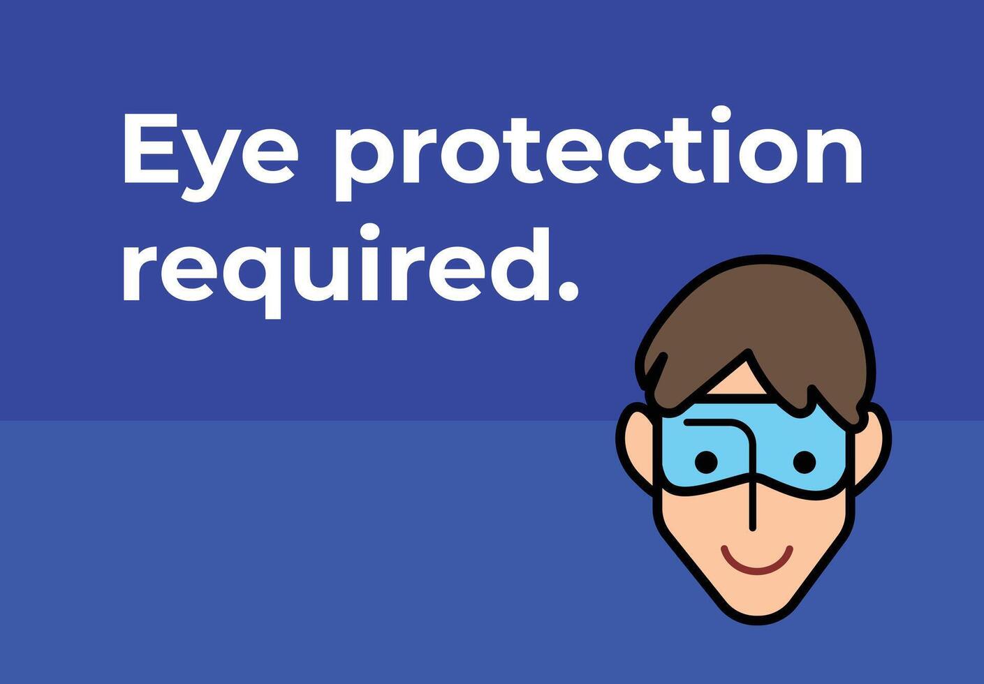 œil des lunettes protection obligatoire signe âge affiche conception illustration isolé sur horizontal bleu Contexte. Facile plat sécurité graphique conception affiche dessin animé dessin. vecteur