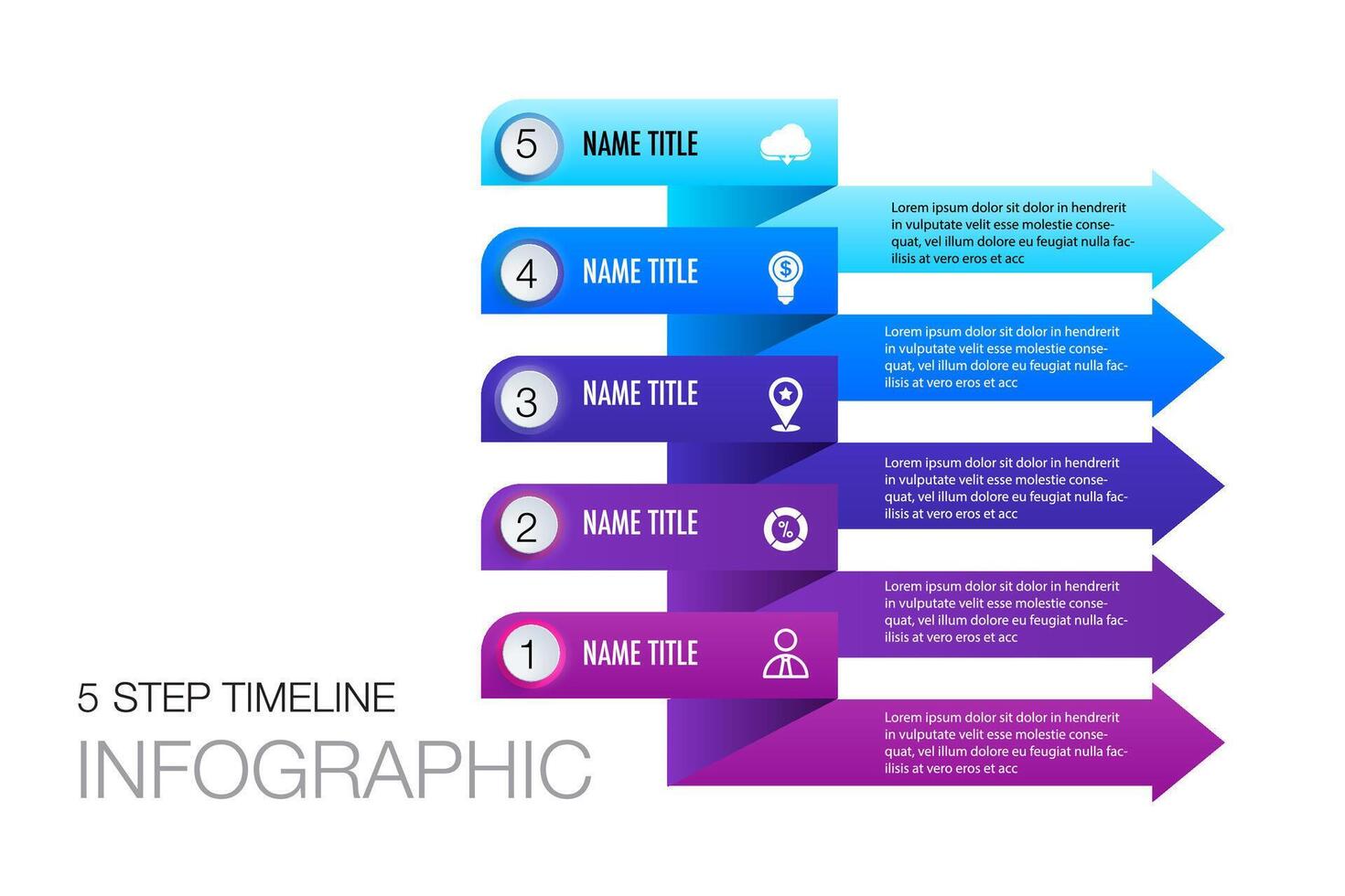 infographie modèle 5 étape pour affaires direction, commercialisation vecteur