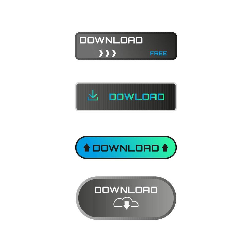 ensemble de Télécharger boutons pour une site Internet ou applications dans différent conceptions. vecteur