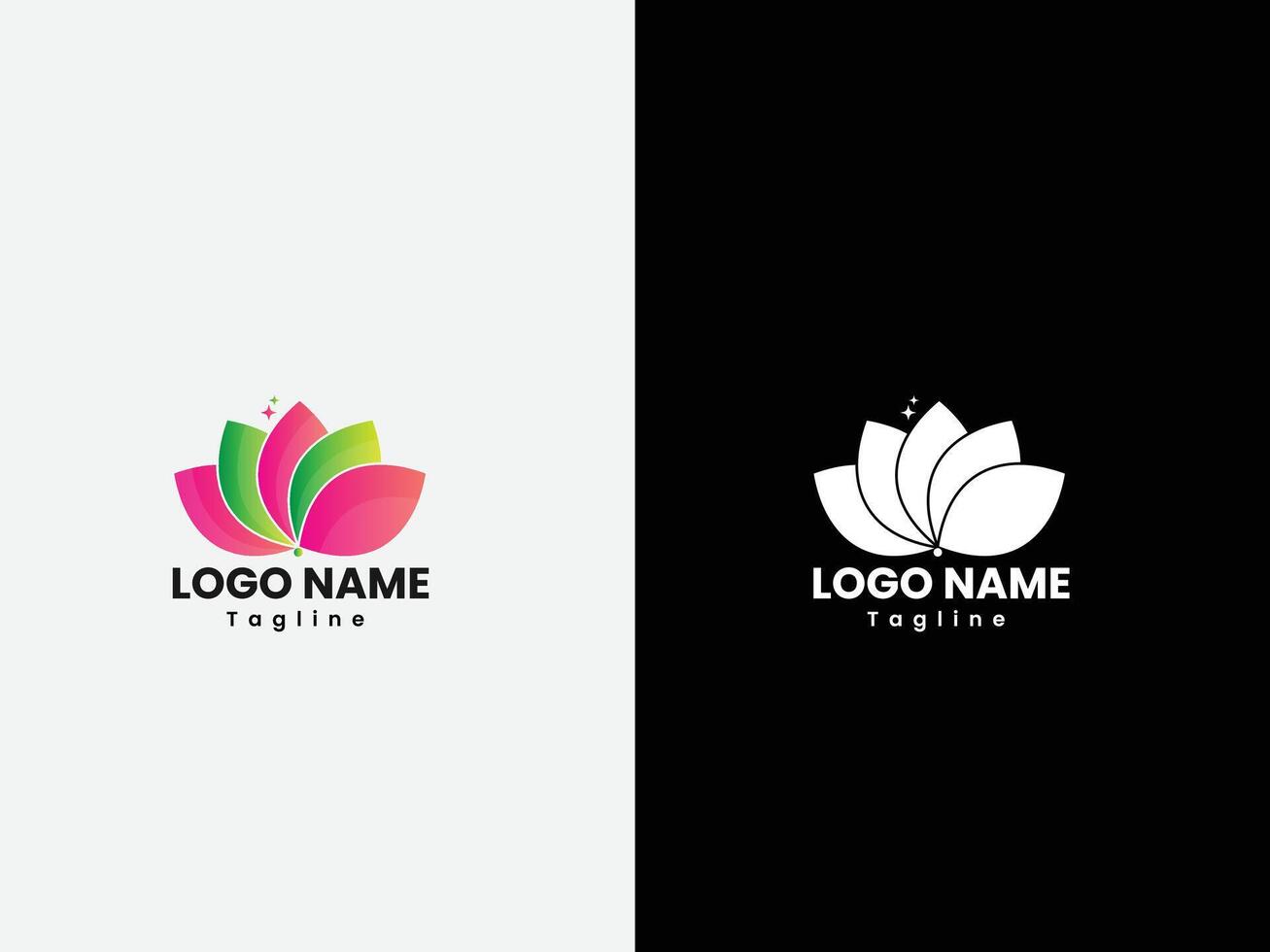 lotus fleur logo conception avec pente Couleur et blanc, noir Contexte. vecteur