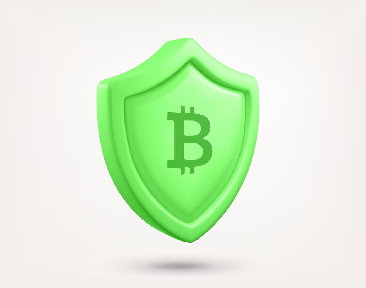 vert bouclier avec bitcoin signe isolé sur blanc Contexte. 3d illustration vecteur