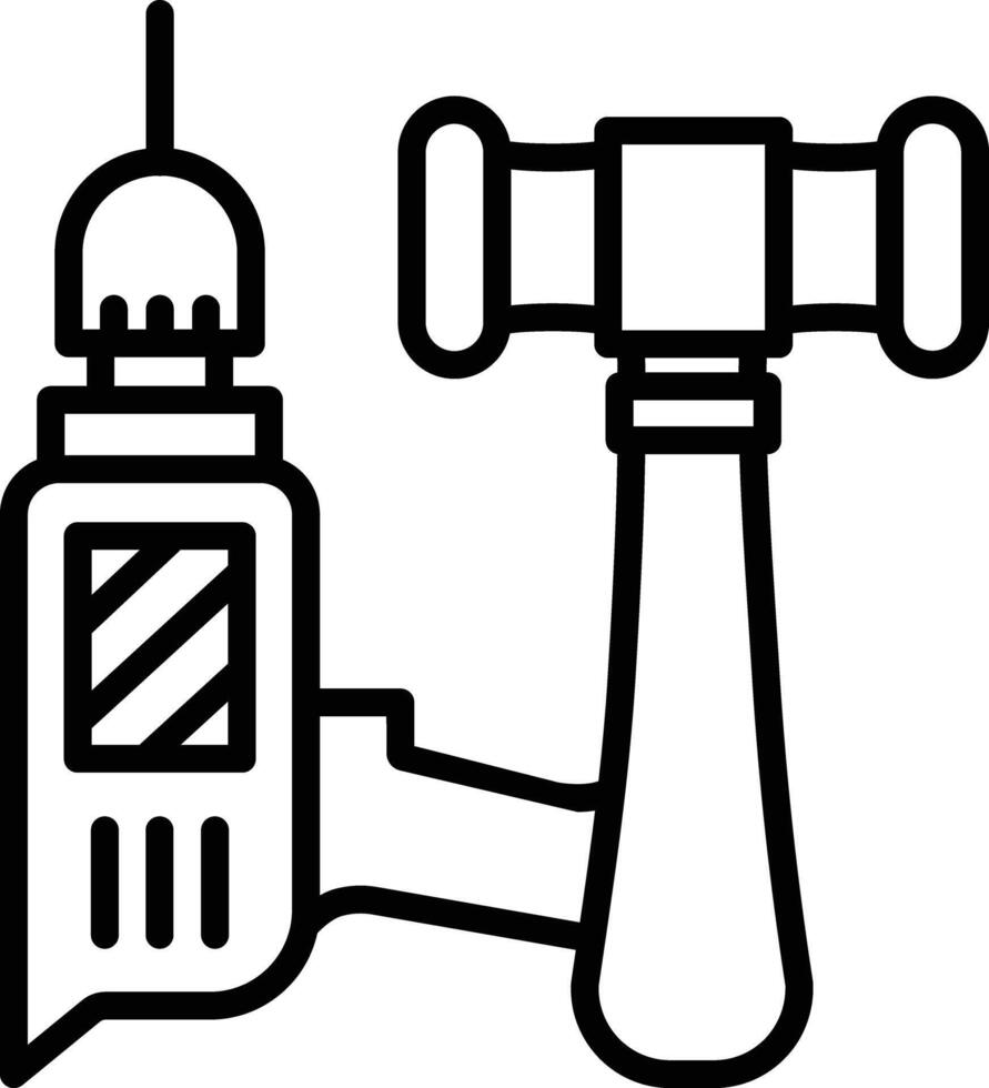 percer et marteau contour illustration vecteur