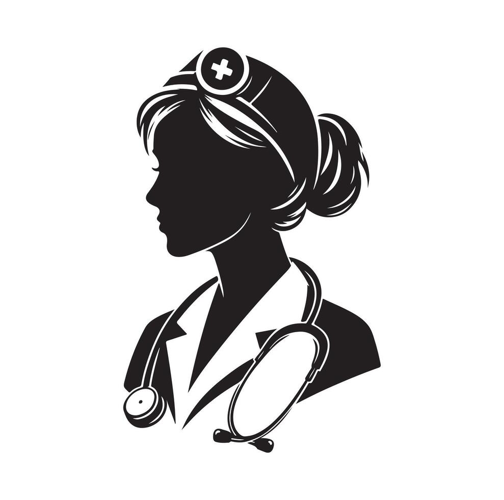 femelle médecin silhouette illustration illustration vecteur