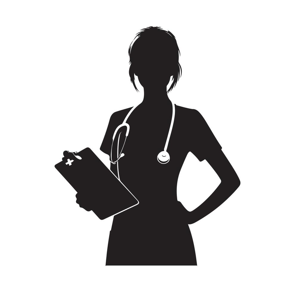 femelle médecin silhouette illustration illustration vecteur