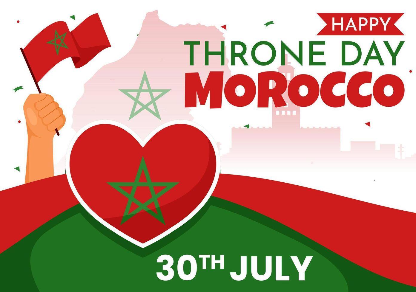 content Maroc trône journée illustration sur juillet 30 avec agitant drapeau et ruban dans fête nationale vacances Contexte conception vecteur