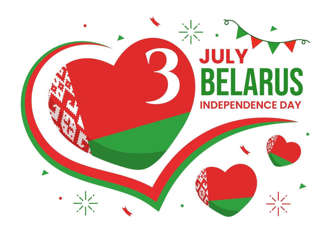 content biélorussie indépendance journée illustration sur 3 juillet avec agitant drapeau et ruban dans nationale vacances plat dessin animé Contexte conception vecteur