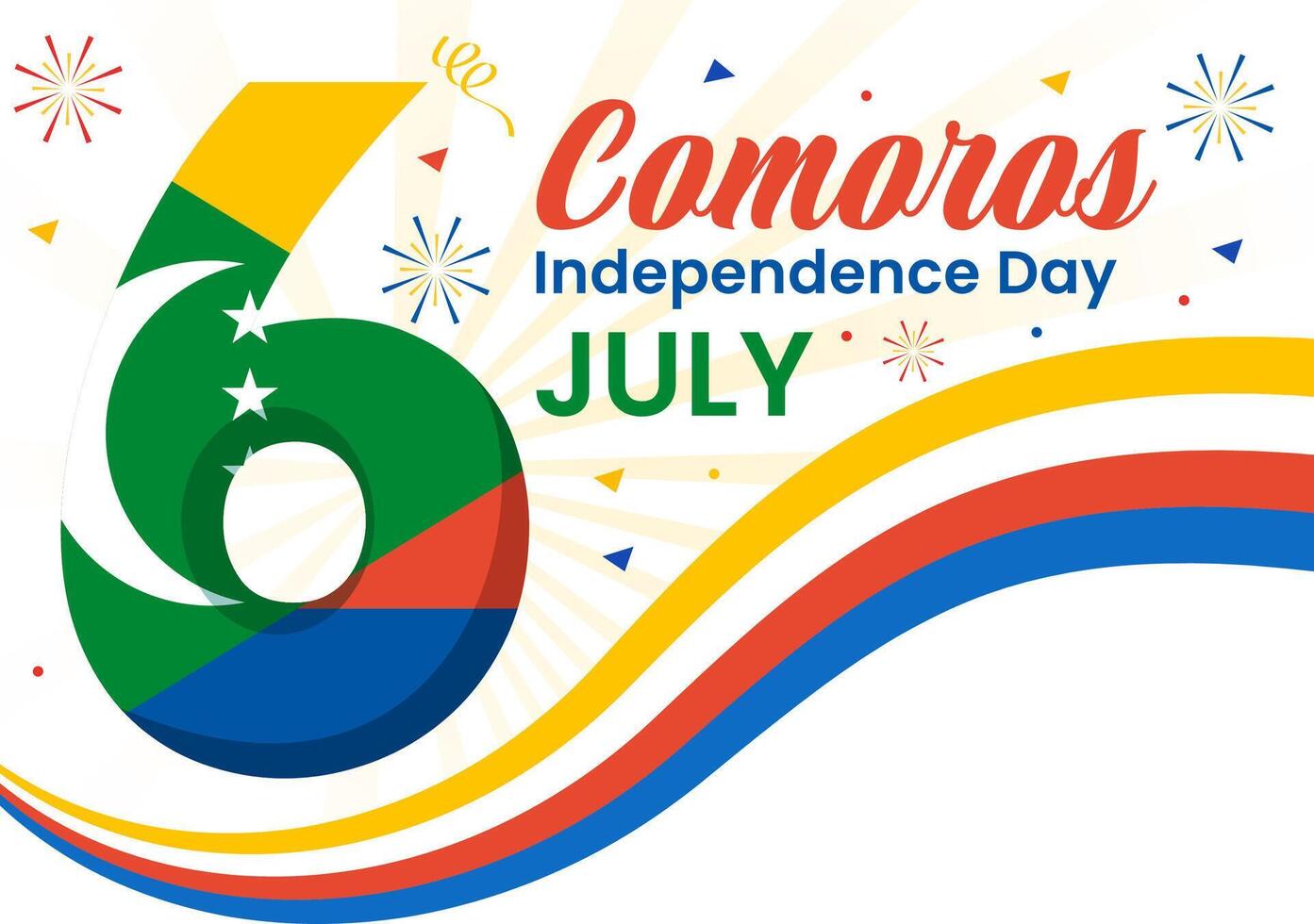 content comores indépendance journée illustration sur 6 juillet avec comorien agitant drapeau dans nationale vacances plat dessin animé Contexte conception vecteur