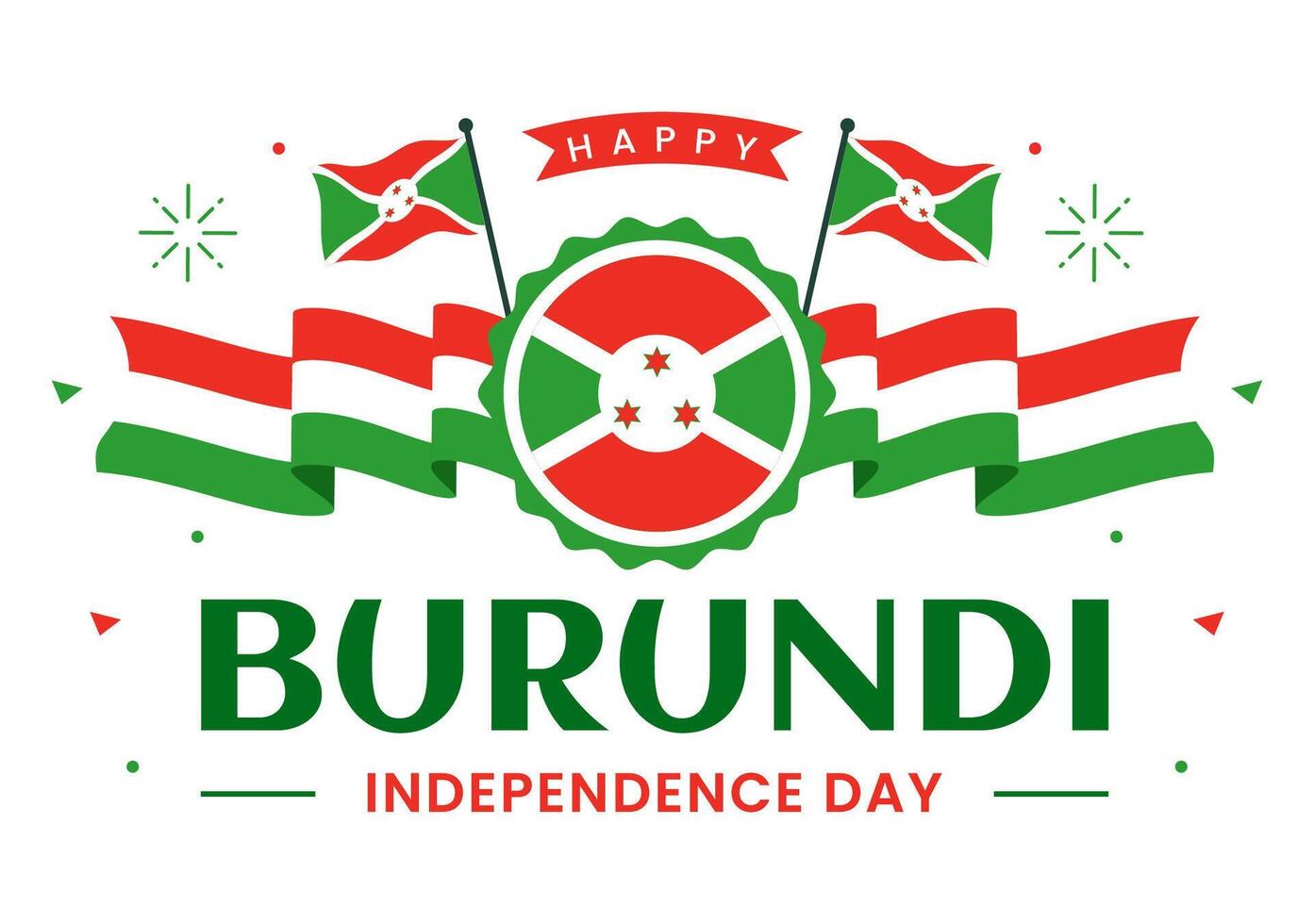 content burundi indépendance journée illustration sur 1 juillet avec agitant drapeau et ruban dans nationale vacances plat dessin animé Contexte vecteur