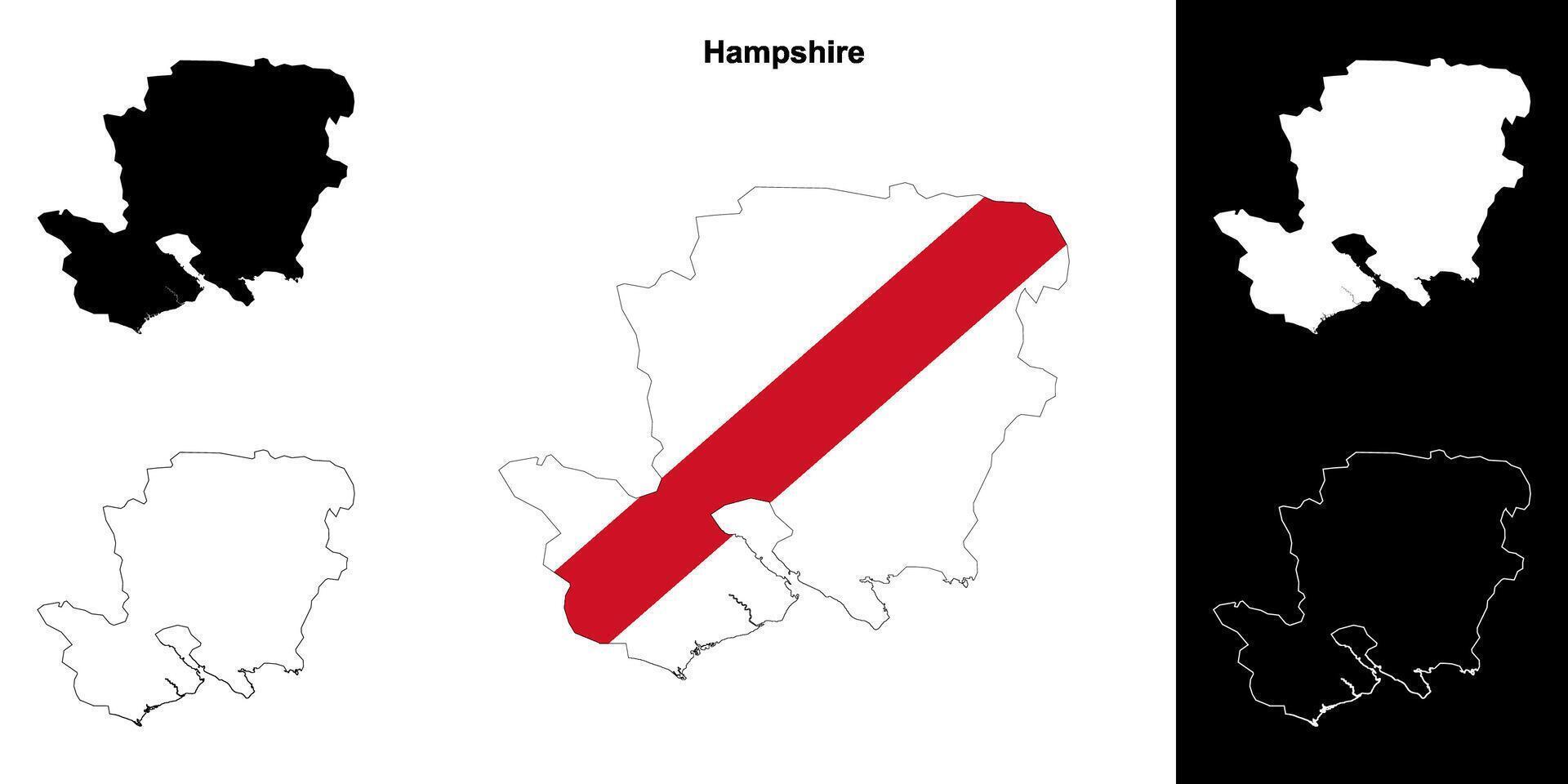 Hampshire Vide contour carte ensemble vecteur