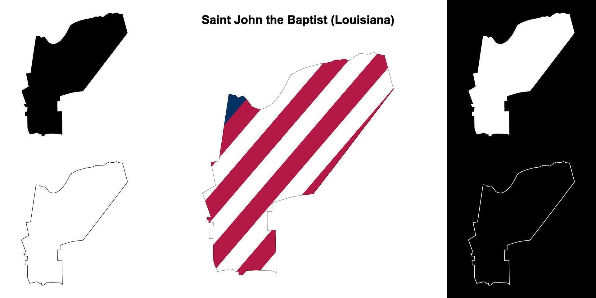 Saint John le baptiste paroisse, Louisiane contour carte ensemble vecteur