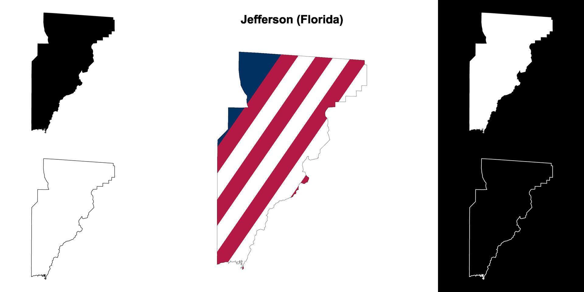 Jefferson comté, Floride contour carte ensemble vecteur