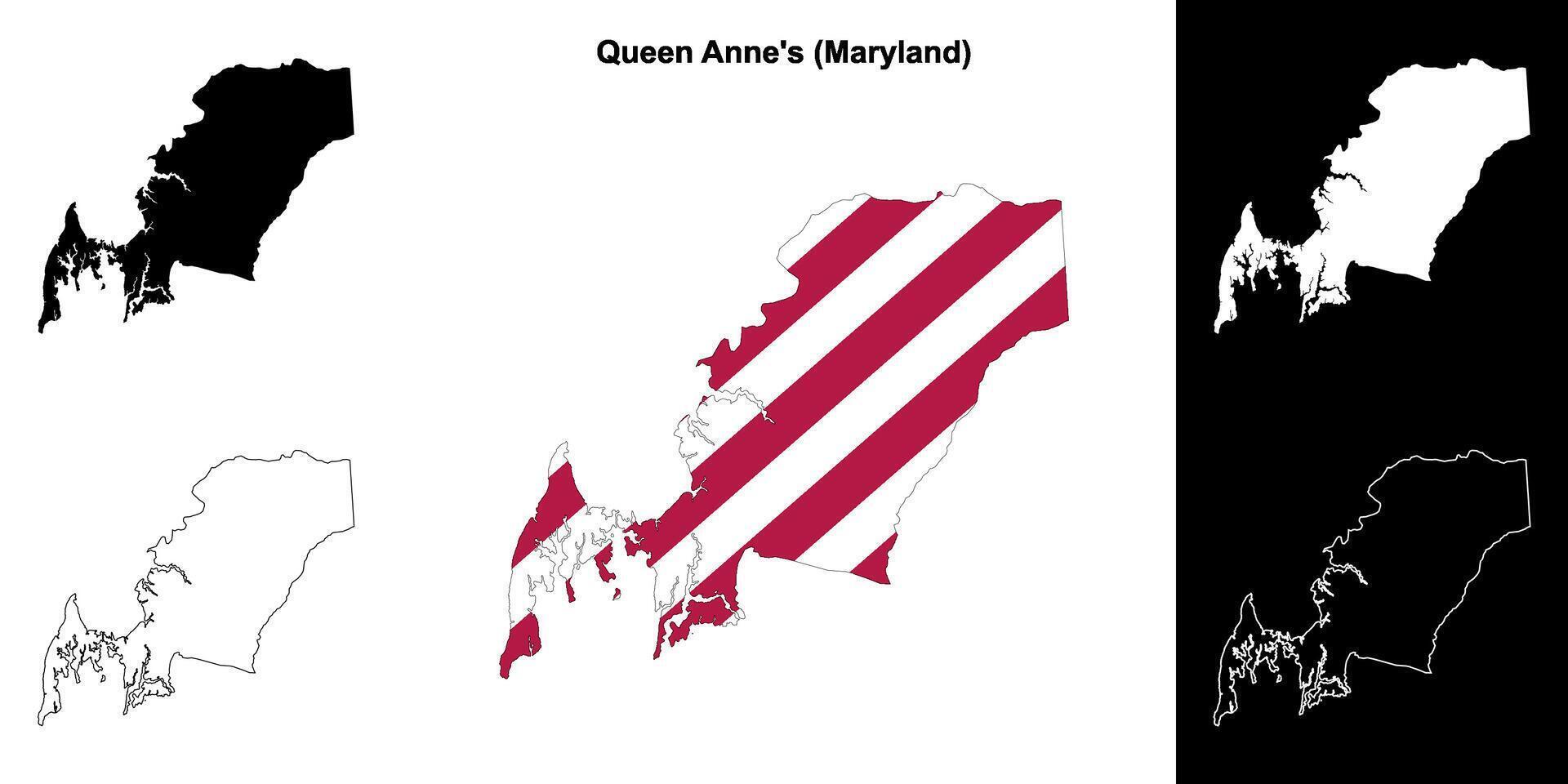 reine Anne comté, Maryland contour carte ensemble vecteur