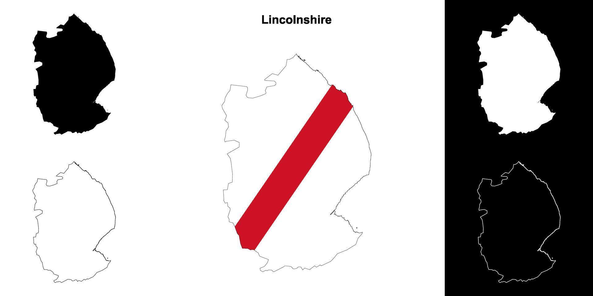 Lincolnshire Vide contour carte ensemble vecteur