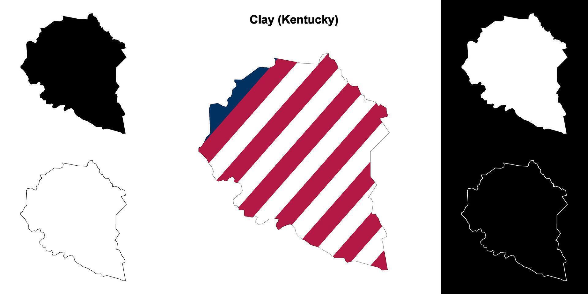 argile comté, Kentucky contour carte ensemble vecteur