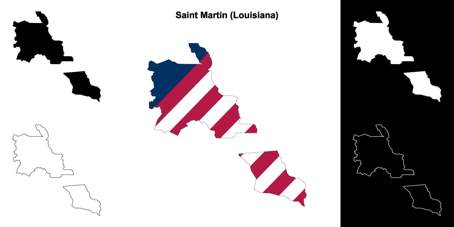 Saint Martin paroisse, Louisiane contour carte ensemble vecteur
