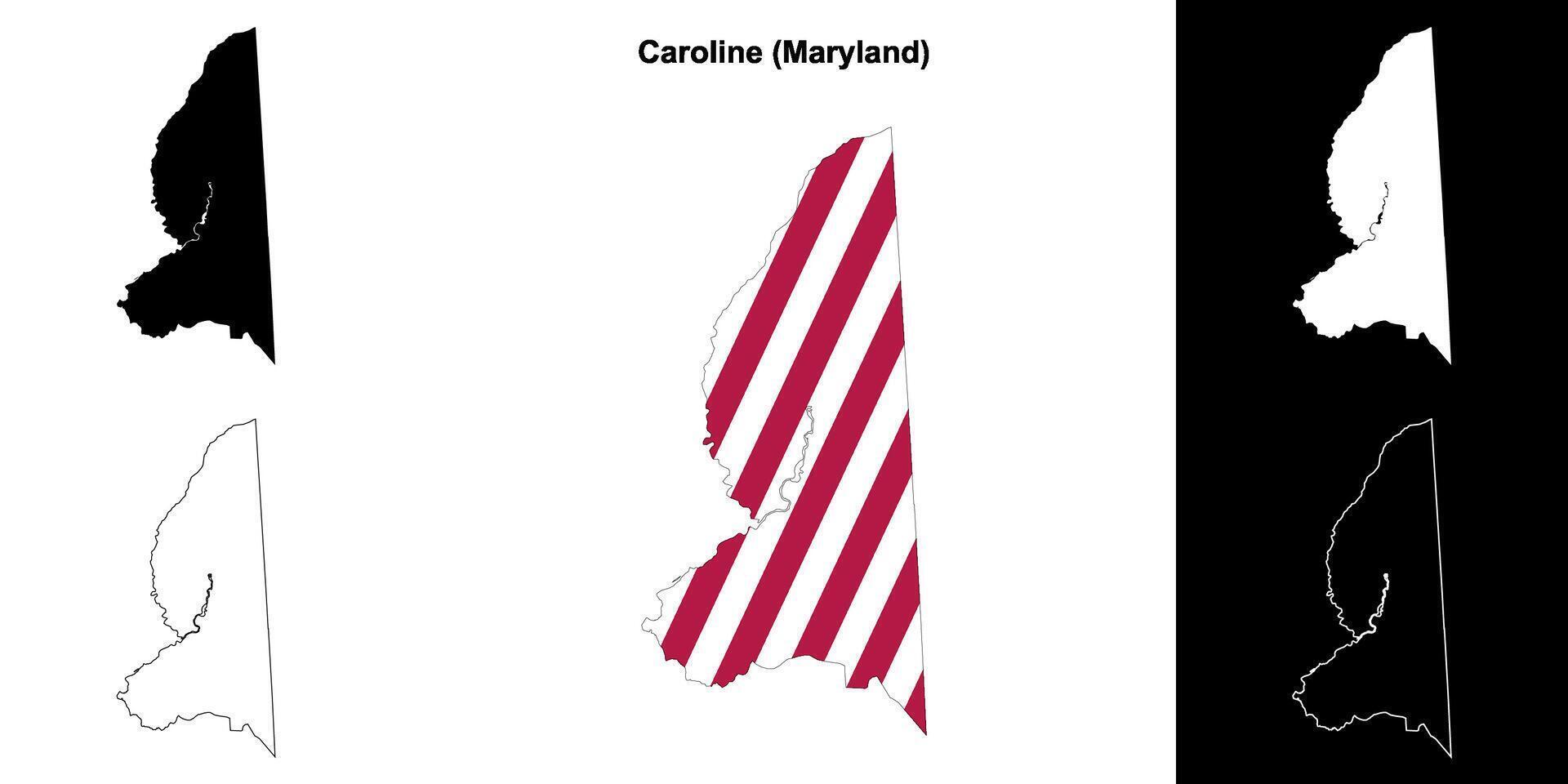 Caroline comté, Maryland contour carte ensemble vecteur