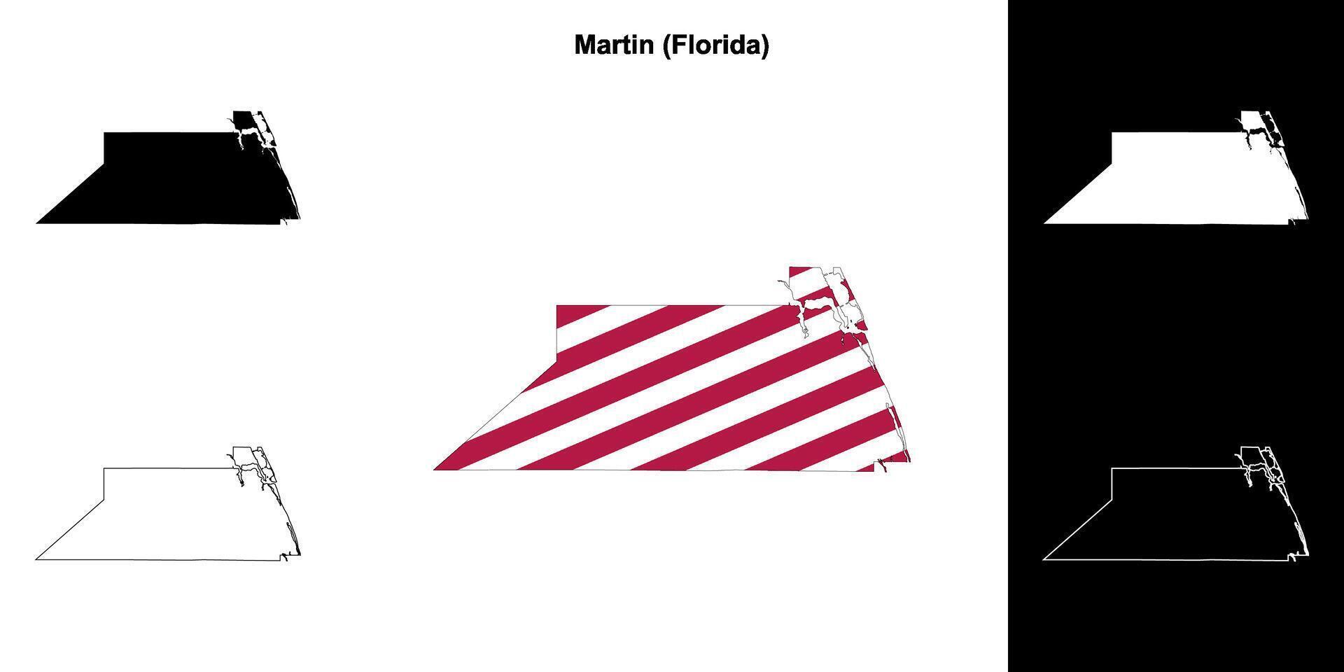 Martin comté, Floride contour carte ensemble vecteur