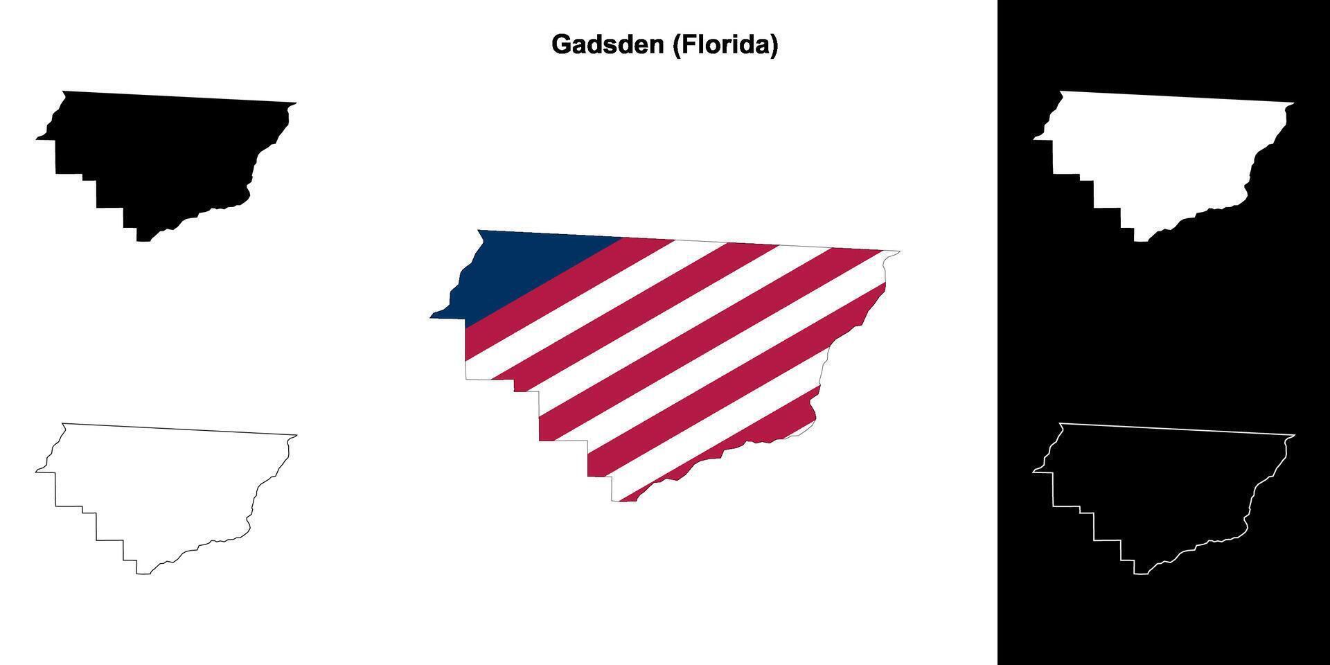 gadsden comté, Floride contour carte ensemble vecteur