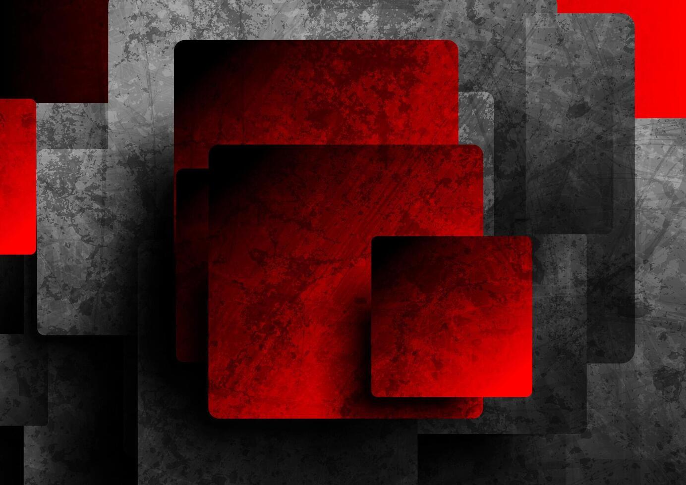 rouge et noir carrés technologie grunge Contexte vecteur